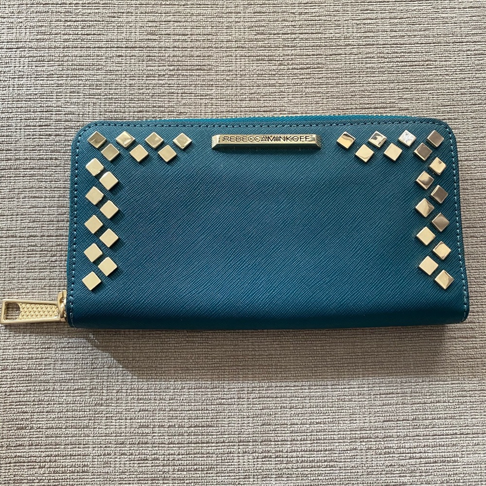 New Rebecca Minkoff Hunter Green Zip Around Wallet